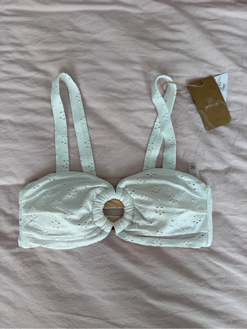 Berlook Ruched Floral Cutout Bikini Top
